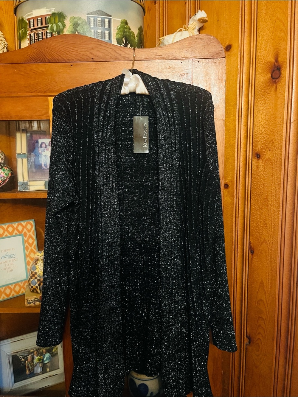 Kim Rogers Black Diamond Cardigan Sweater  Sz XL NWT